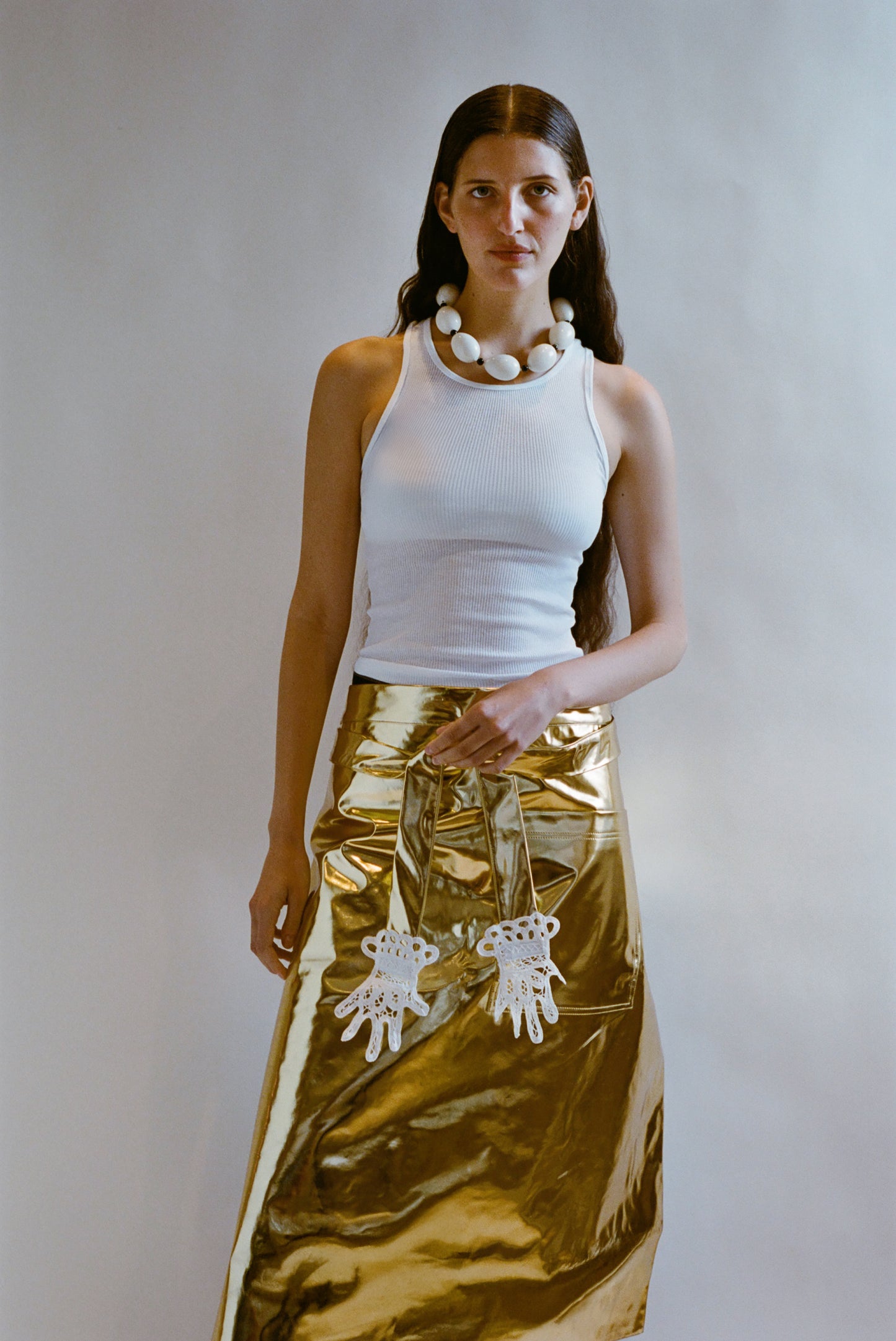 Lace Hands Apron, Metallic