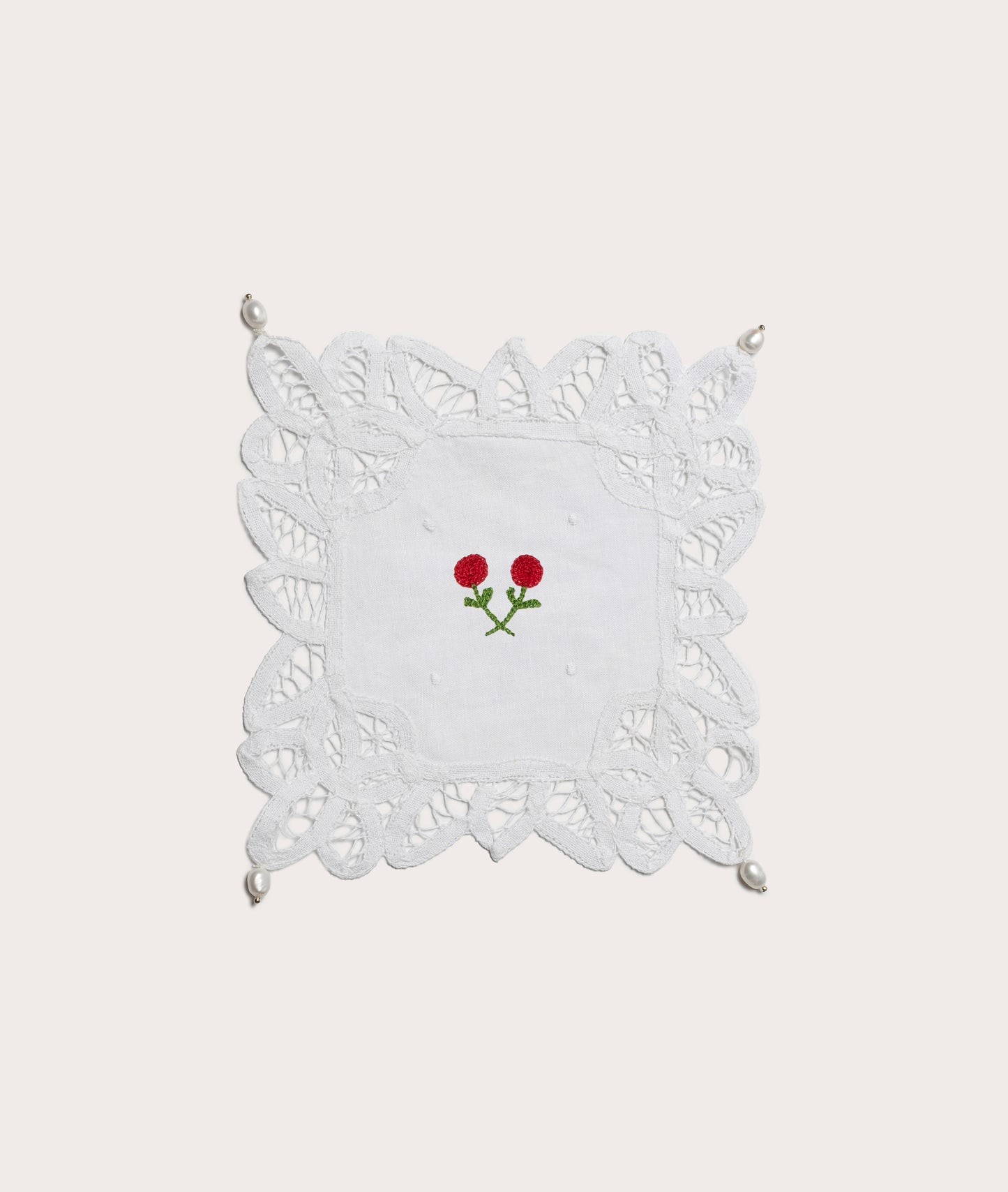 Personalized Lace Doily with Pearls, Square