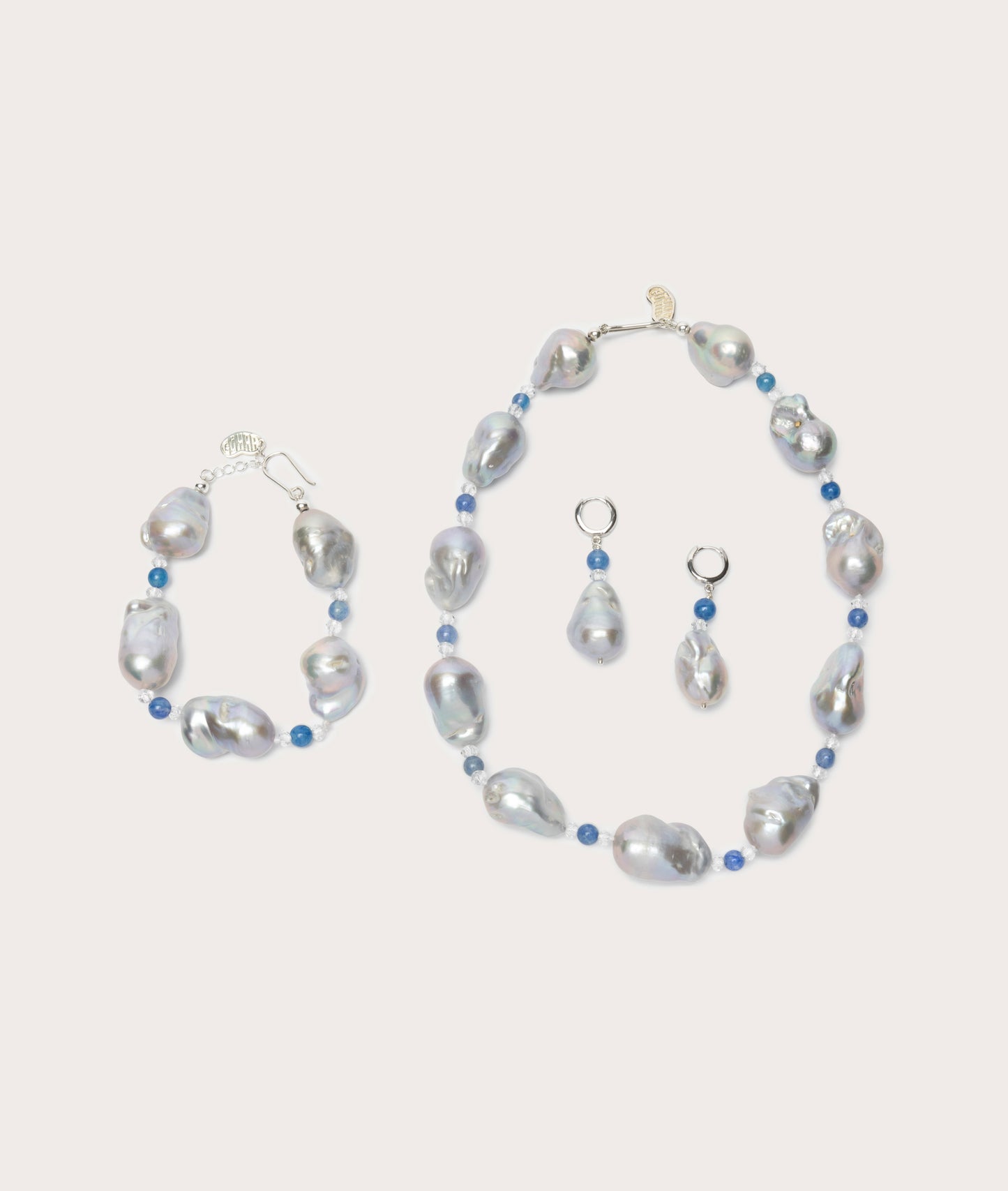 Host Necklace, Baroque Pearl with Beads - Gray