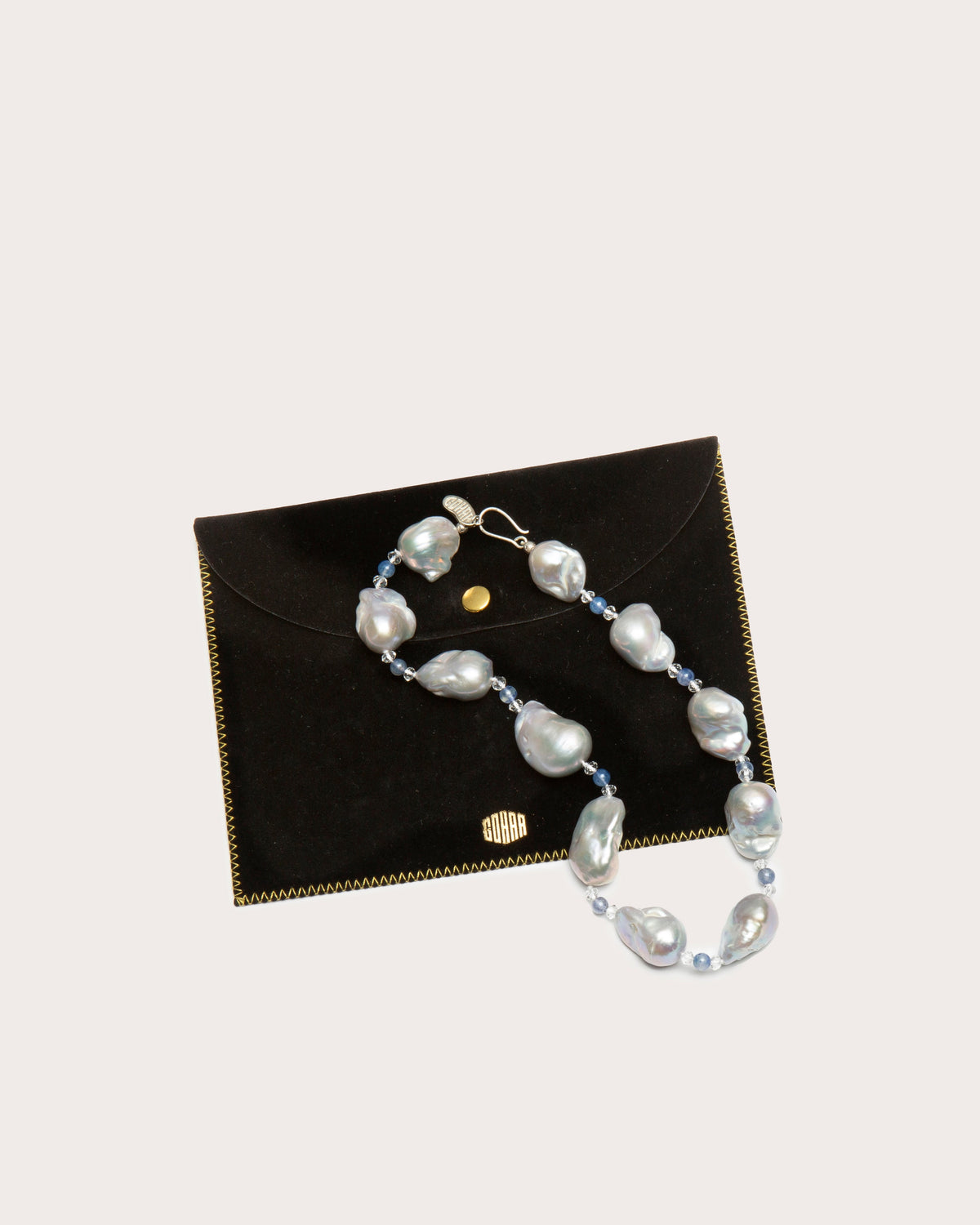 Gray Baroque Pearl & Crystal Necklace, Gohar World – alternate view