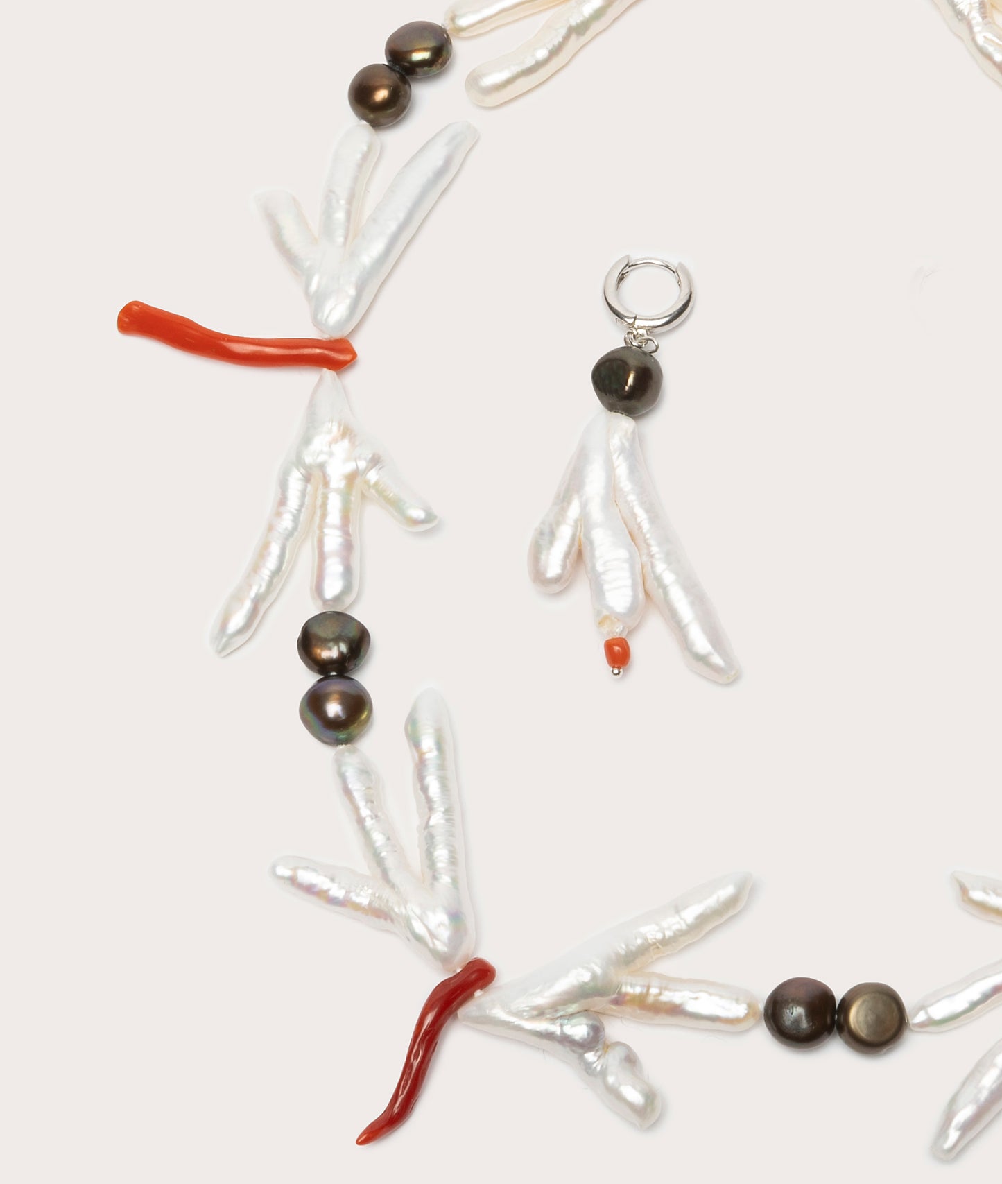 Host Necklace, Chicken Foot Pearl with Coral