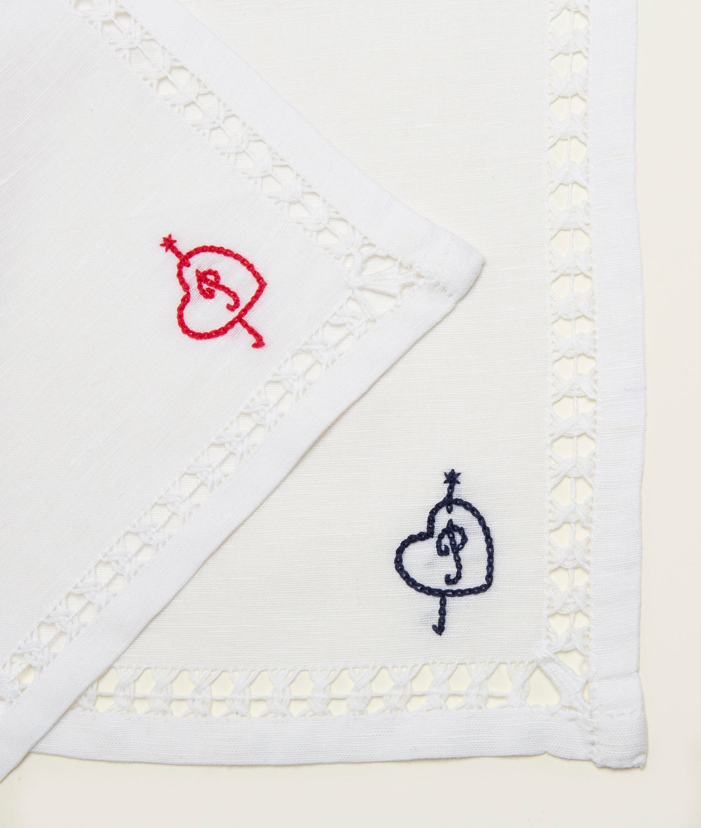 Personalized Dinner Napkins, Á Jour Stitch