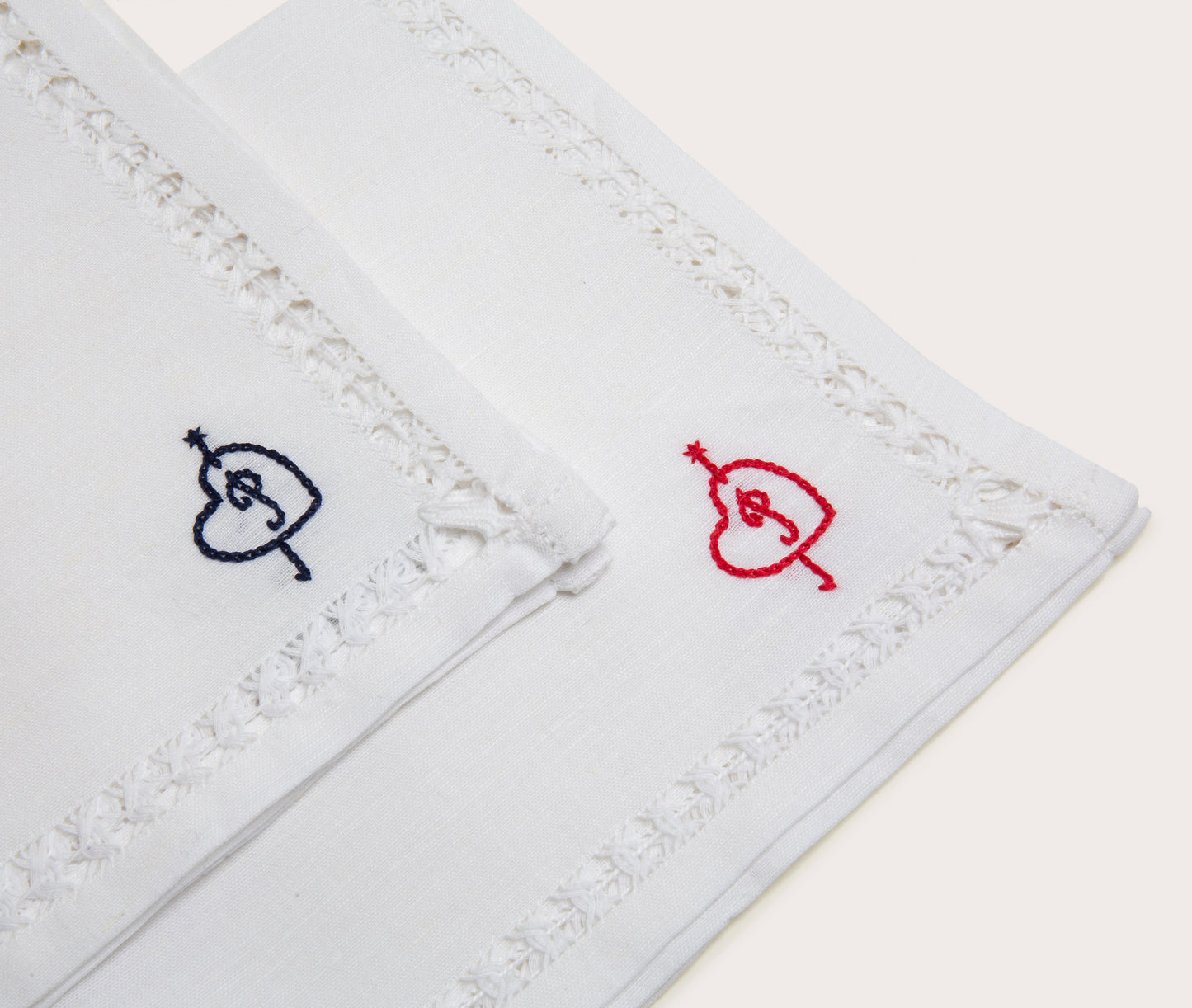 Personalized Dinner Napkins, Á Jour Stitch