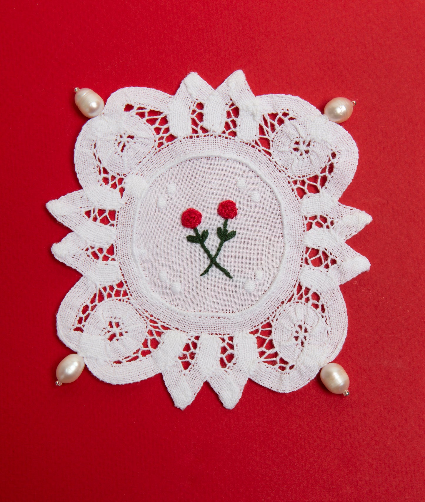 Personalized Lace Coaster, Pearls