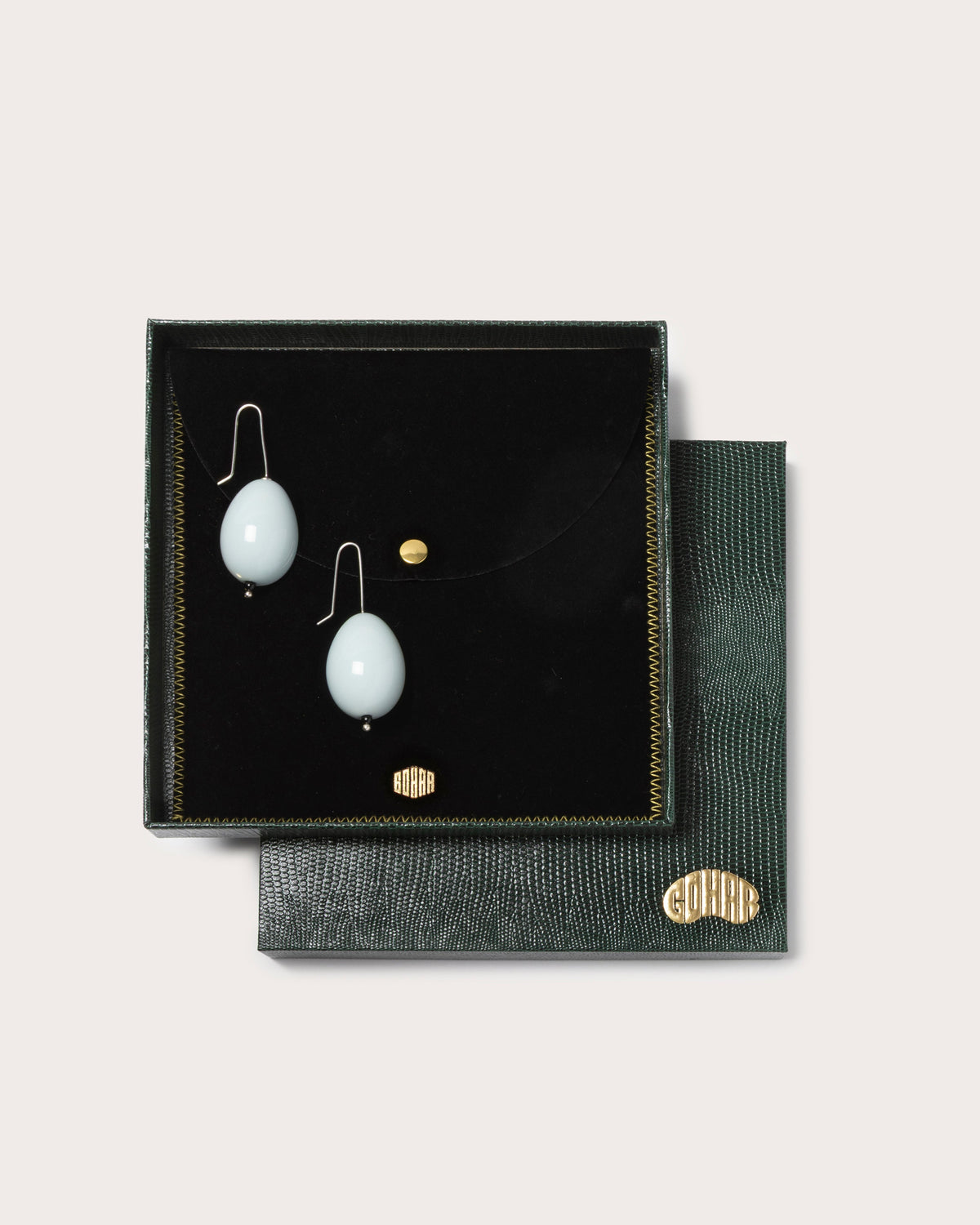 Blue Porcelain Egg Earrings, Gohar World – alternate view