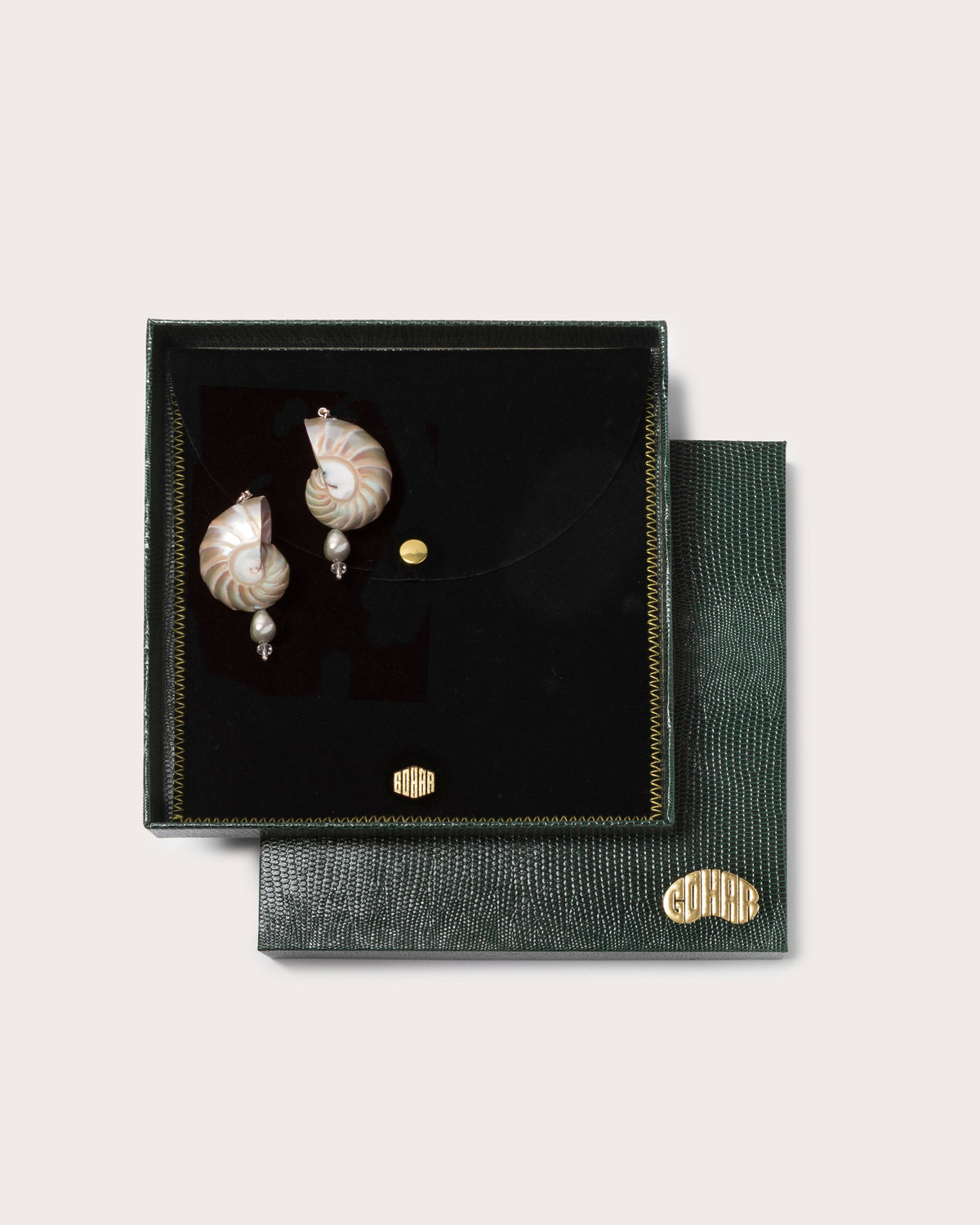 Nautilus Shell Earrings, Gohar World – alternate view