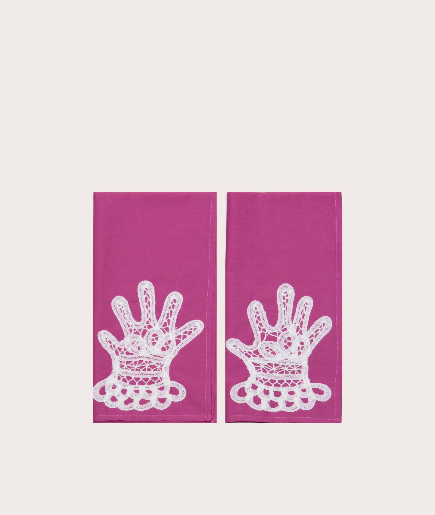 Dinner Napkin with Lace Appliqué, Hands