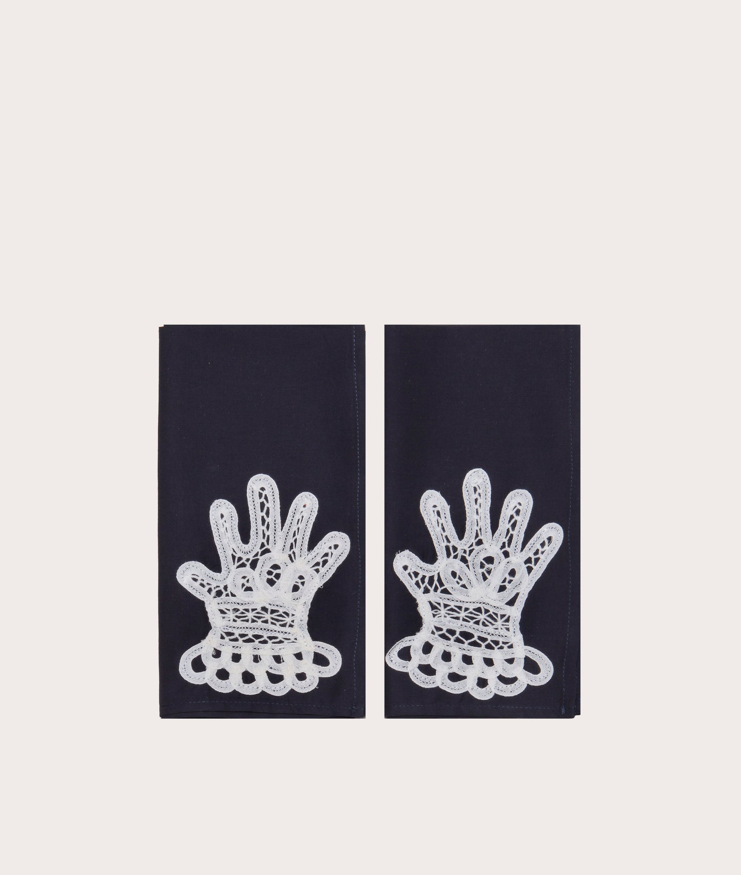 Dinner Napkin with Lace Appliqué, Hands