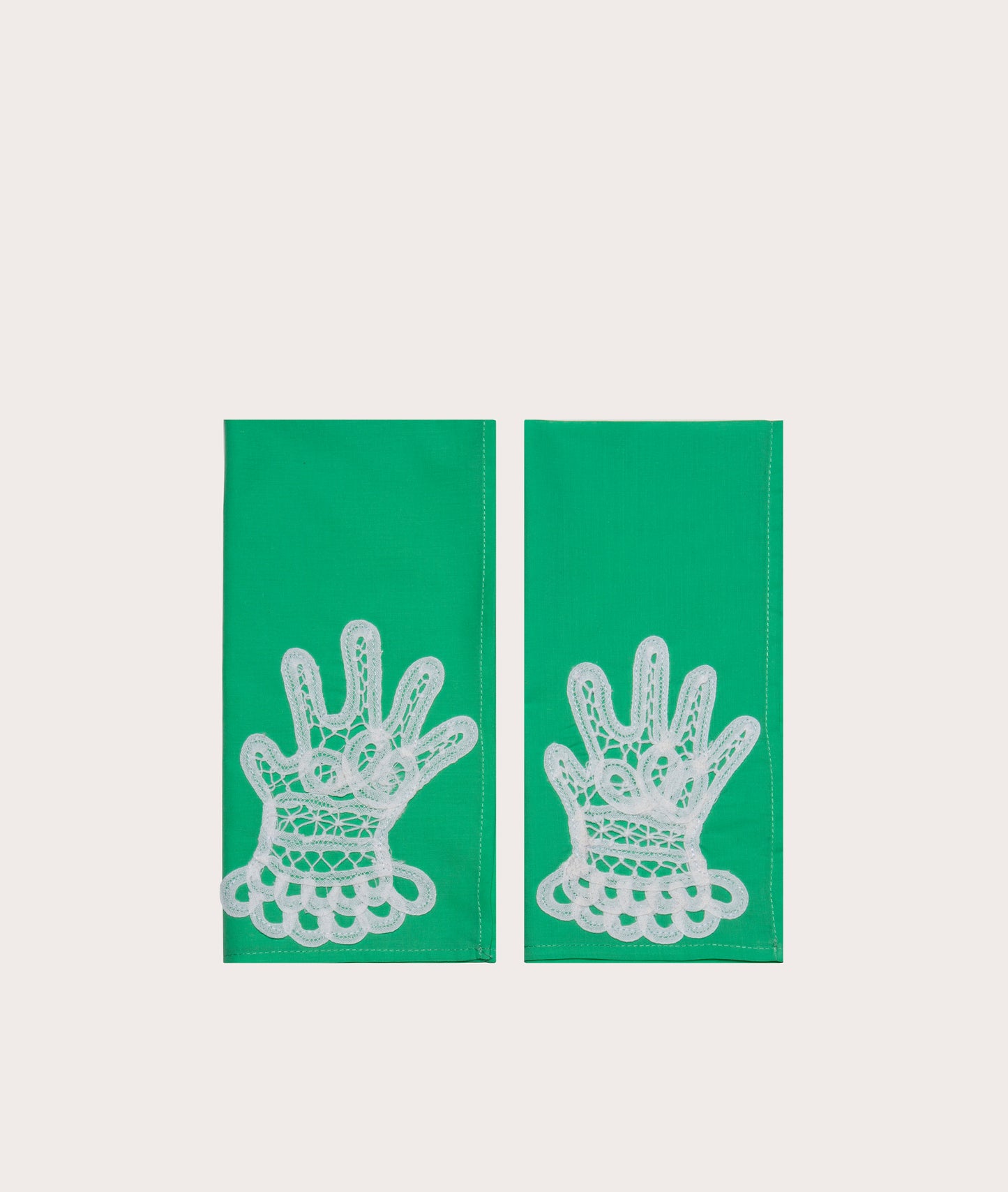 Dinner Napkin with Lace Appliqué, Hands