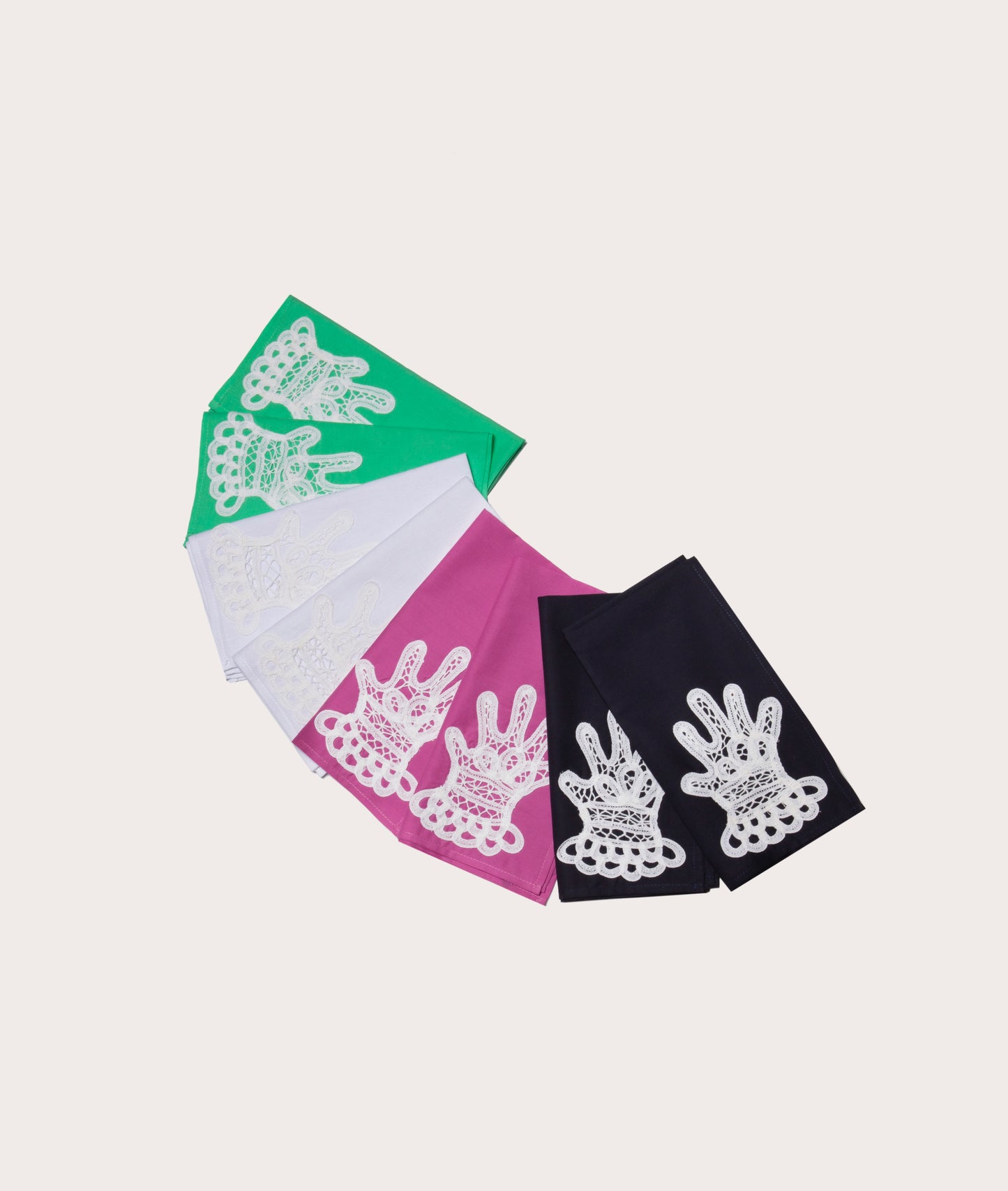 Dinner Napkin with Lace Appliqué, Hands