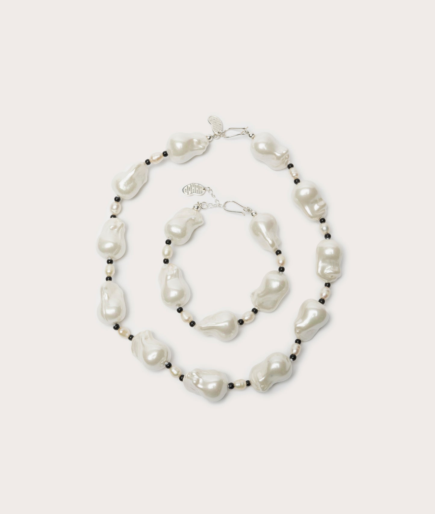 Host Necklace, Baroque Pearl with Beads - White