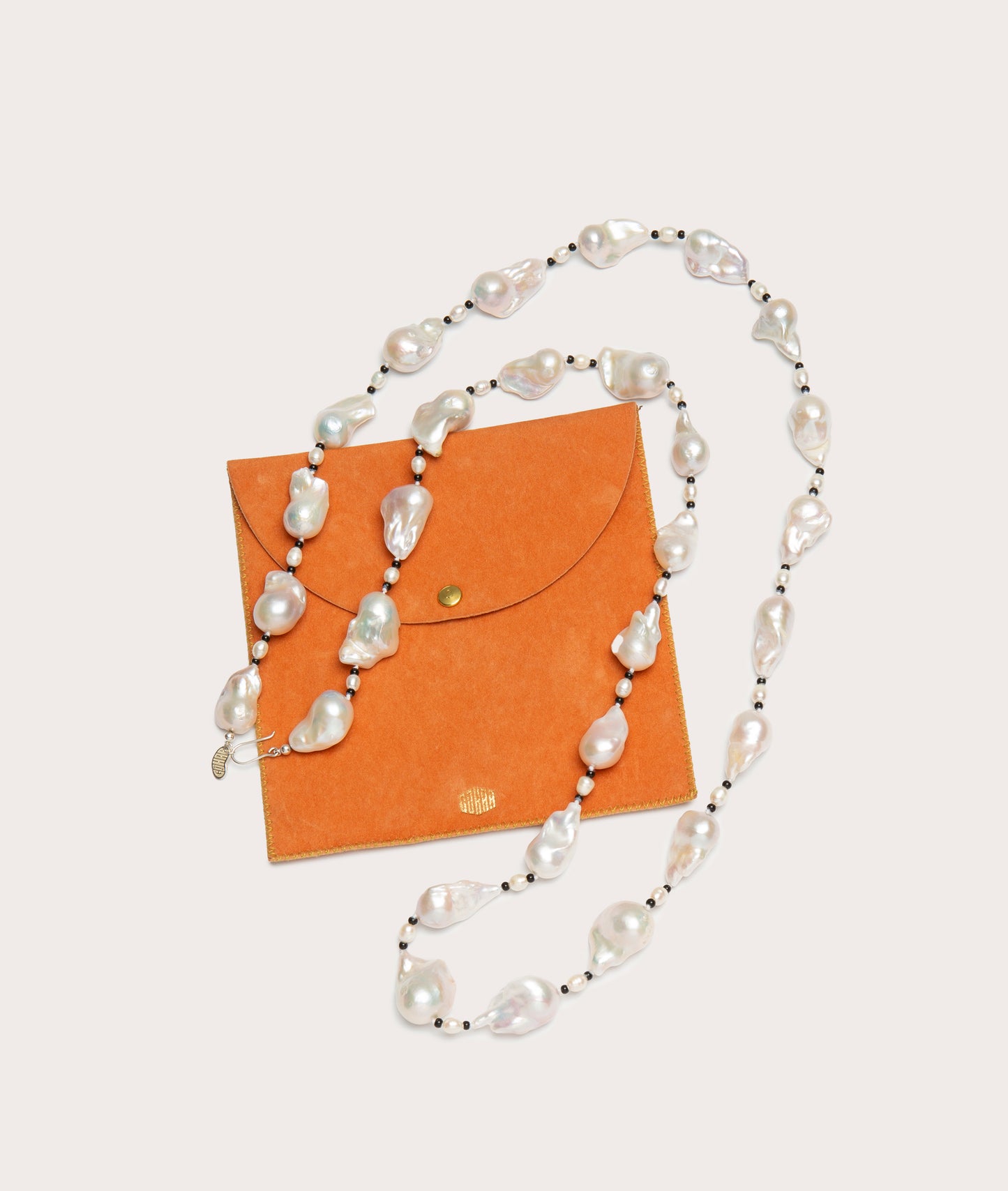 Opera Necklace, Baroque Pearl with Beads - White