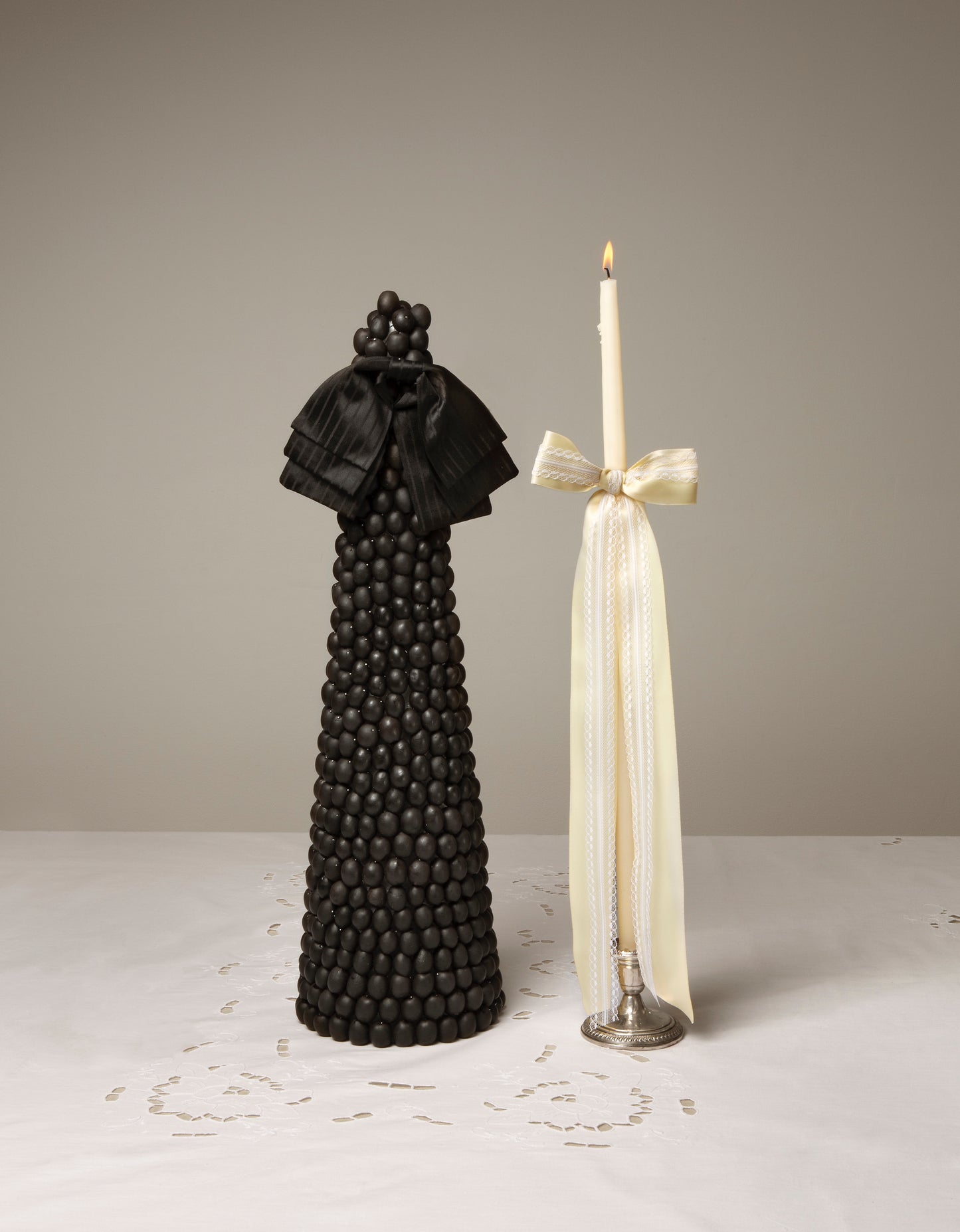 Taper Candle, Lace Bow