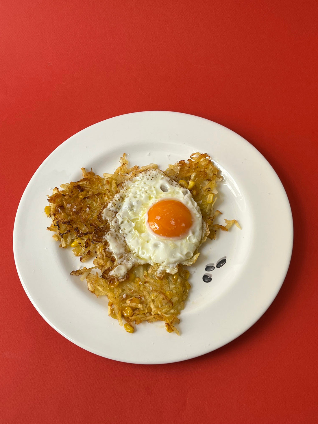 Potato and Corn Fritter with an Egg