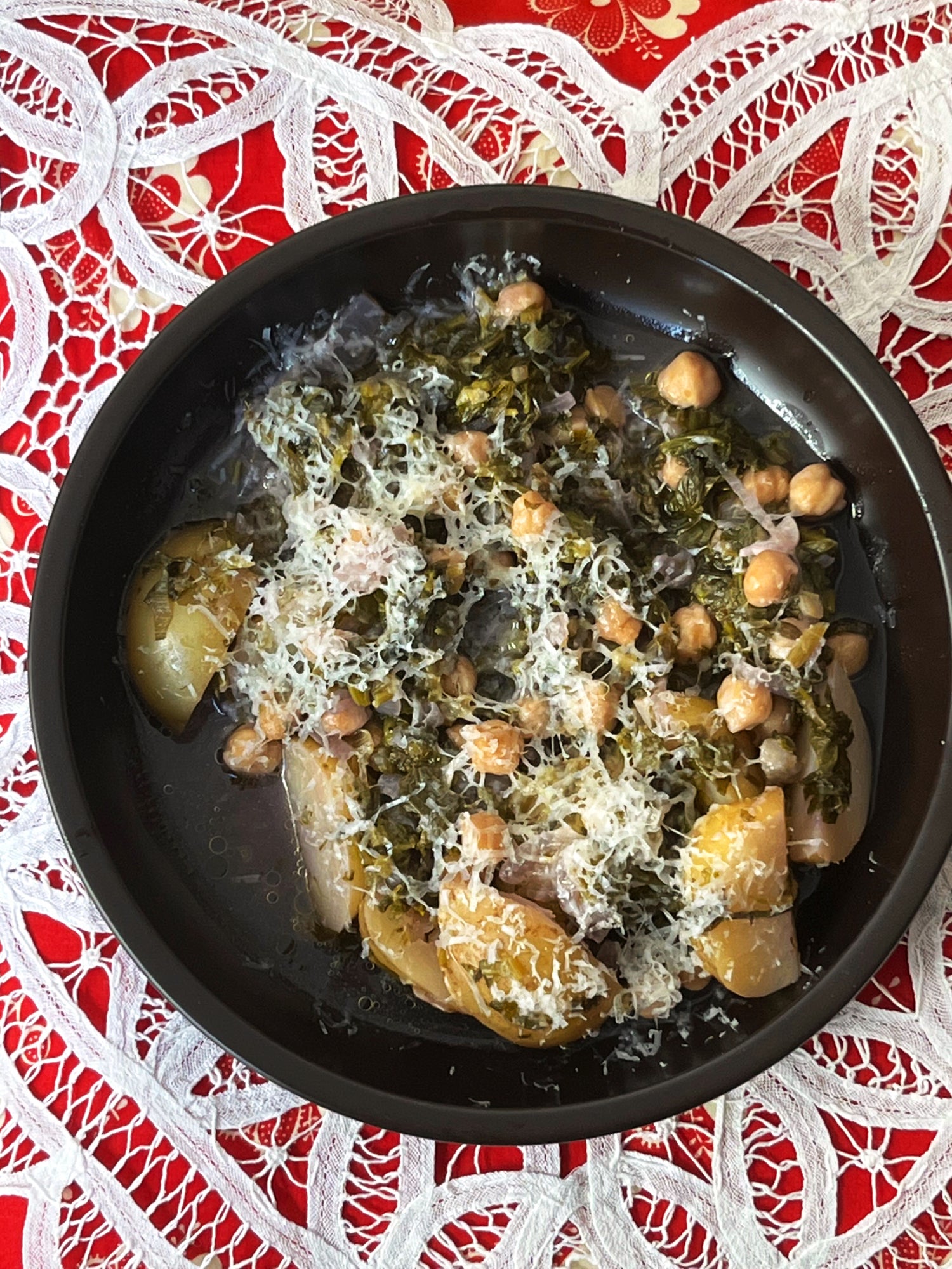 Greens, Potato, Chickpea Stew