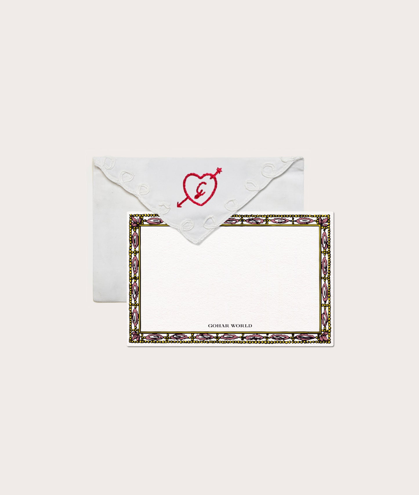 Personalized Envelope, Embroidered Lace with Stationery Card