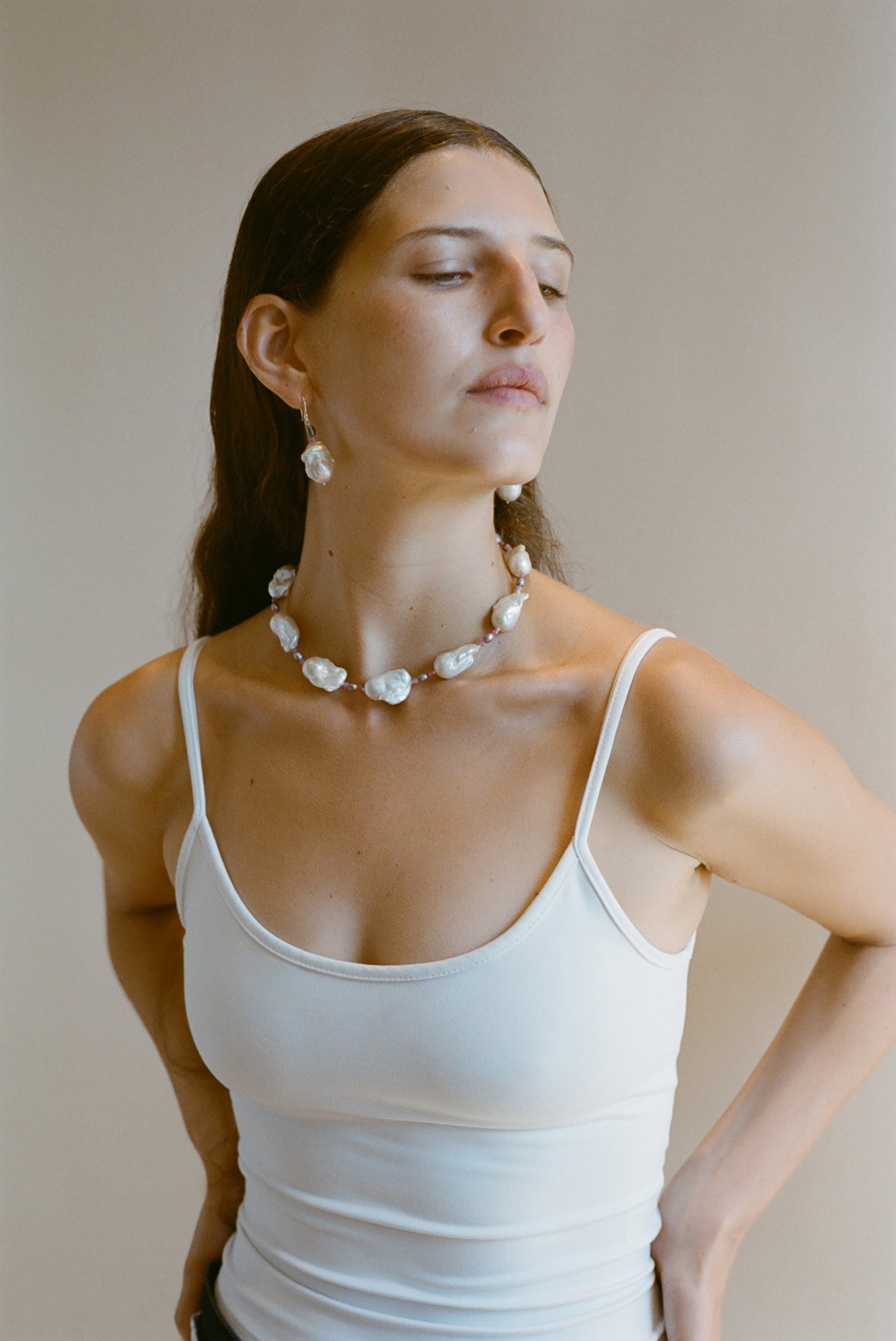 Host Necklace, Baroque Pearl with Gems