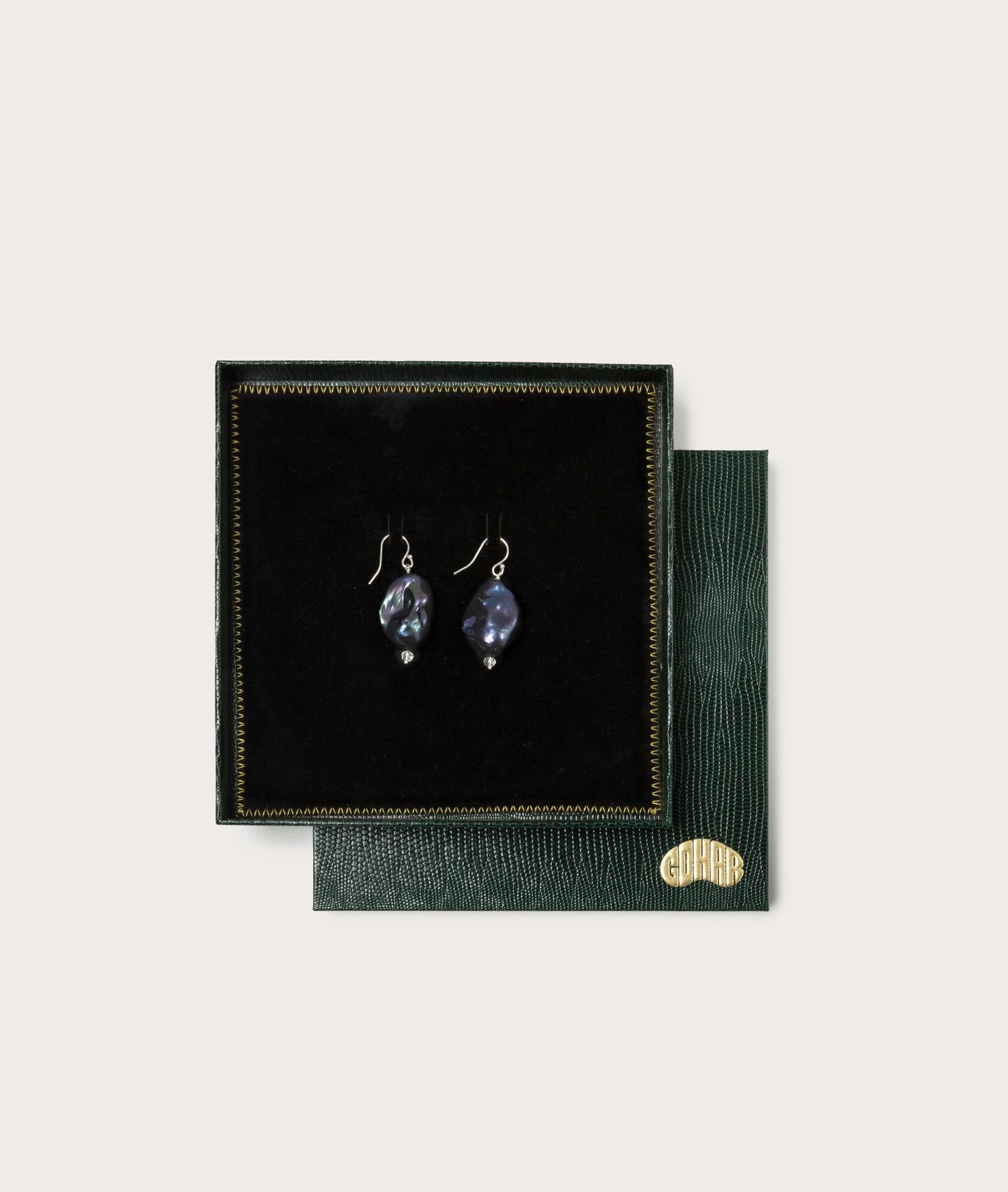 Host Earrings, Baroque Pearl with Gems