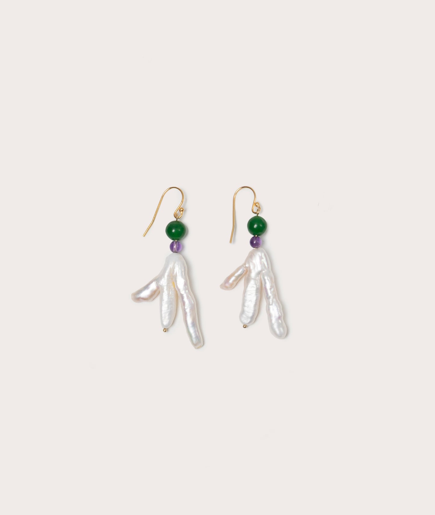 Host Earrings, Chicken Foot Pearl With Gems