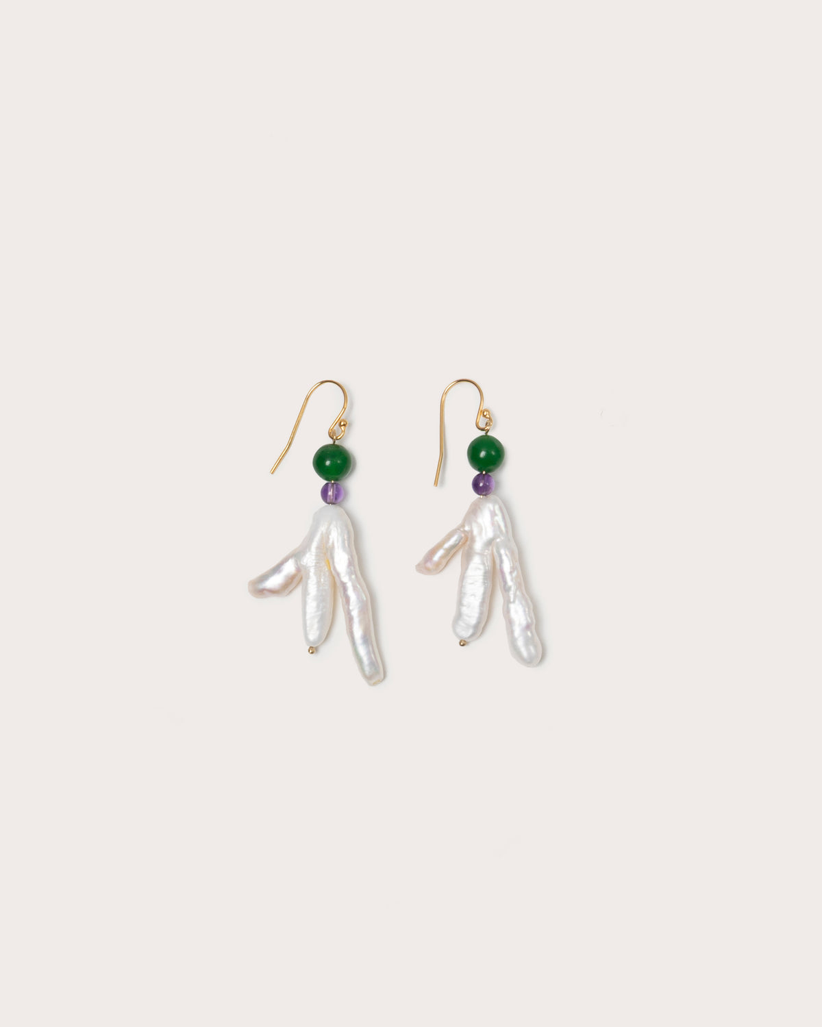 Host Earrings, Chicken Foot Pearl With Gems