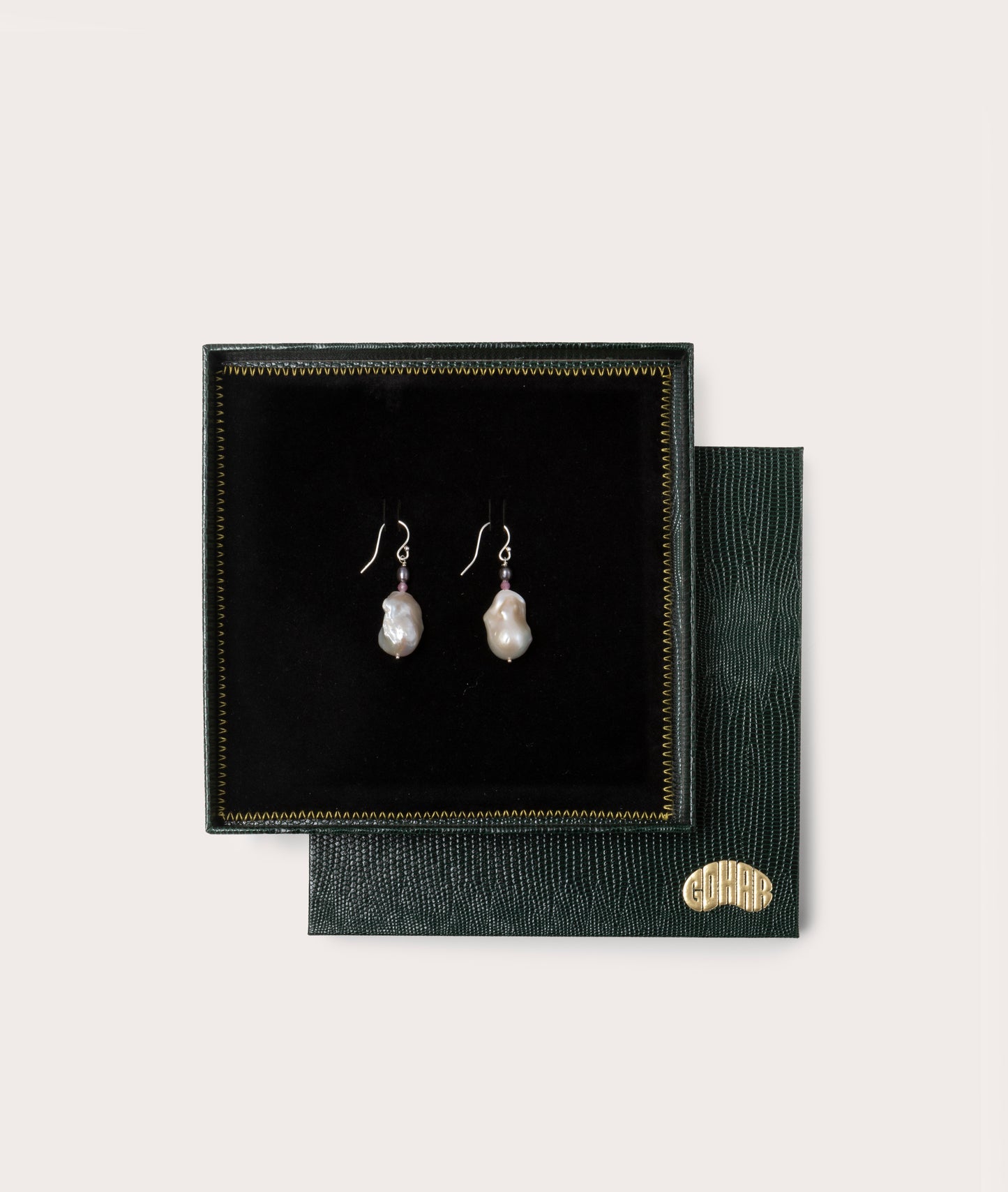 Host Earrings, Baroque Pearl with Gems