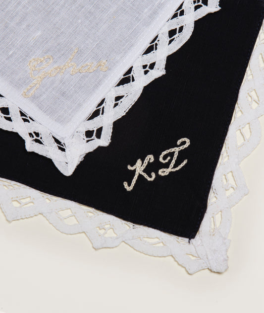 Personalized Cocktail Napkin with Lace Trim