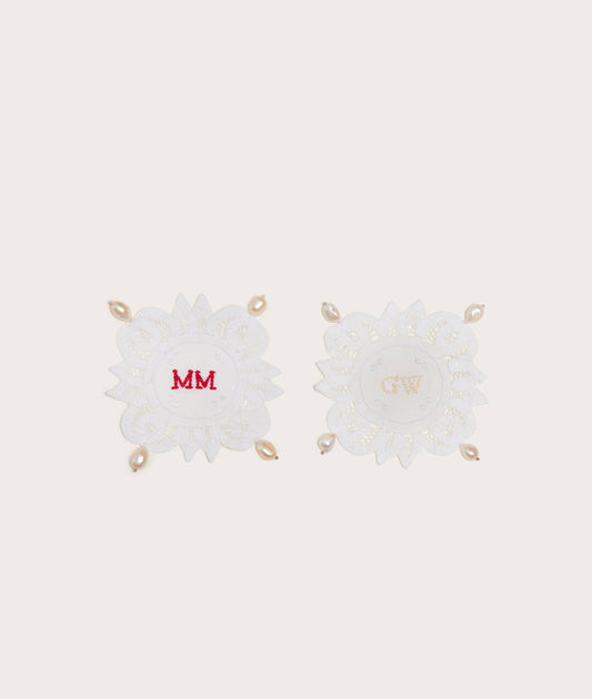 Personalized Coaster, Lace with Pearl