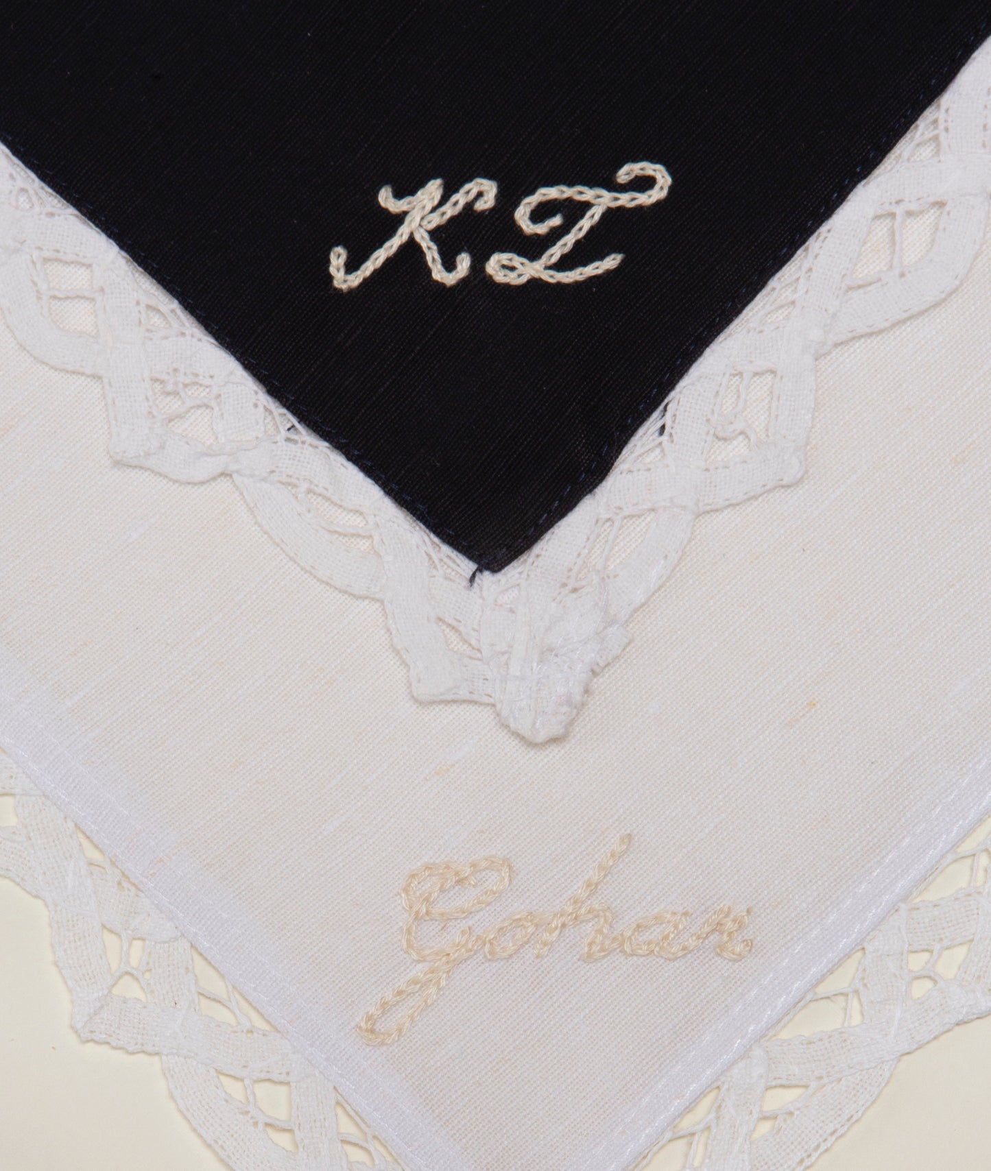 Personalized Cocktail Napkin with Lace Trim