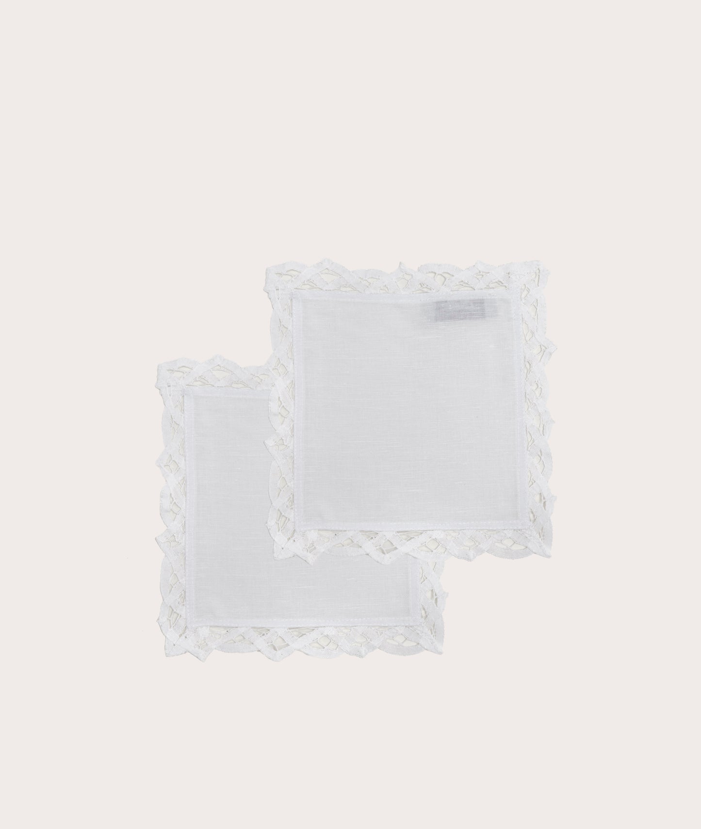 Cocktail Napkin with Lace Trim - Pair
