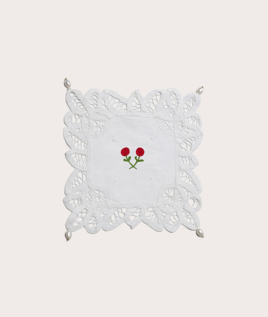 Personalized Lace Doily with Pearls, Square