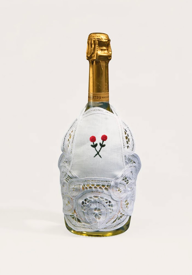 Bottle Apron, Champagne - Red Rose