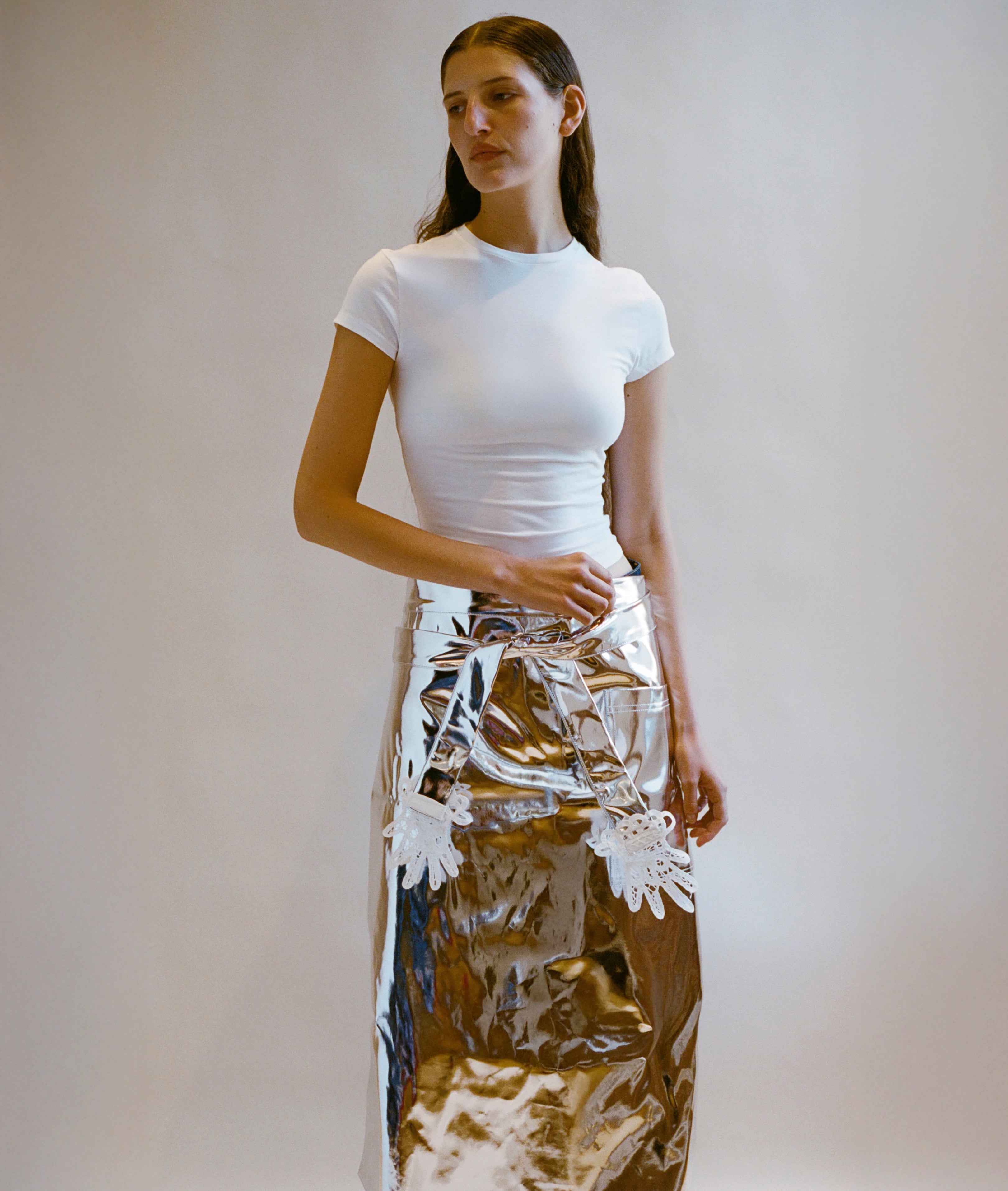 Lace Hands Apron, Metallic