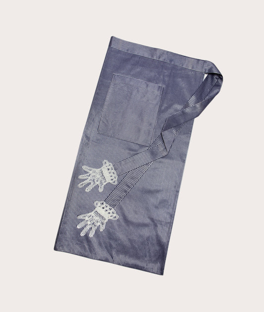 Apron with Lace Appliqué Hands, Opaline