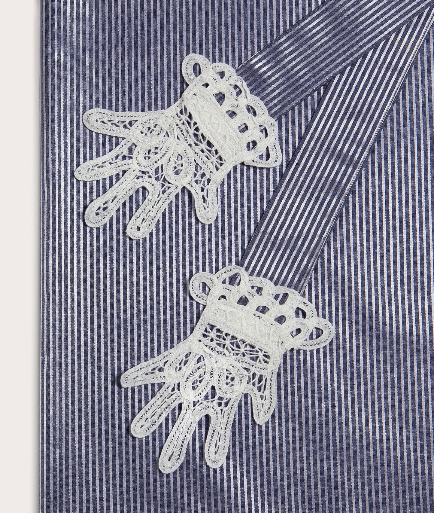 Apron with Lace Appliqué Hands, Opaline