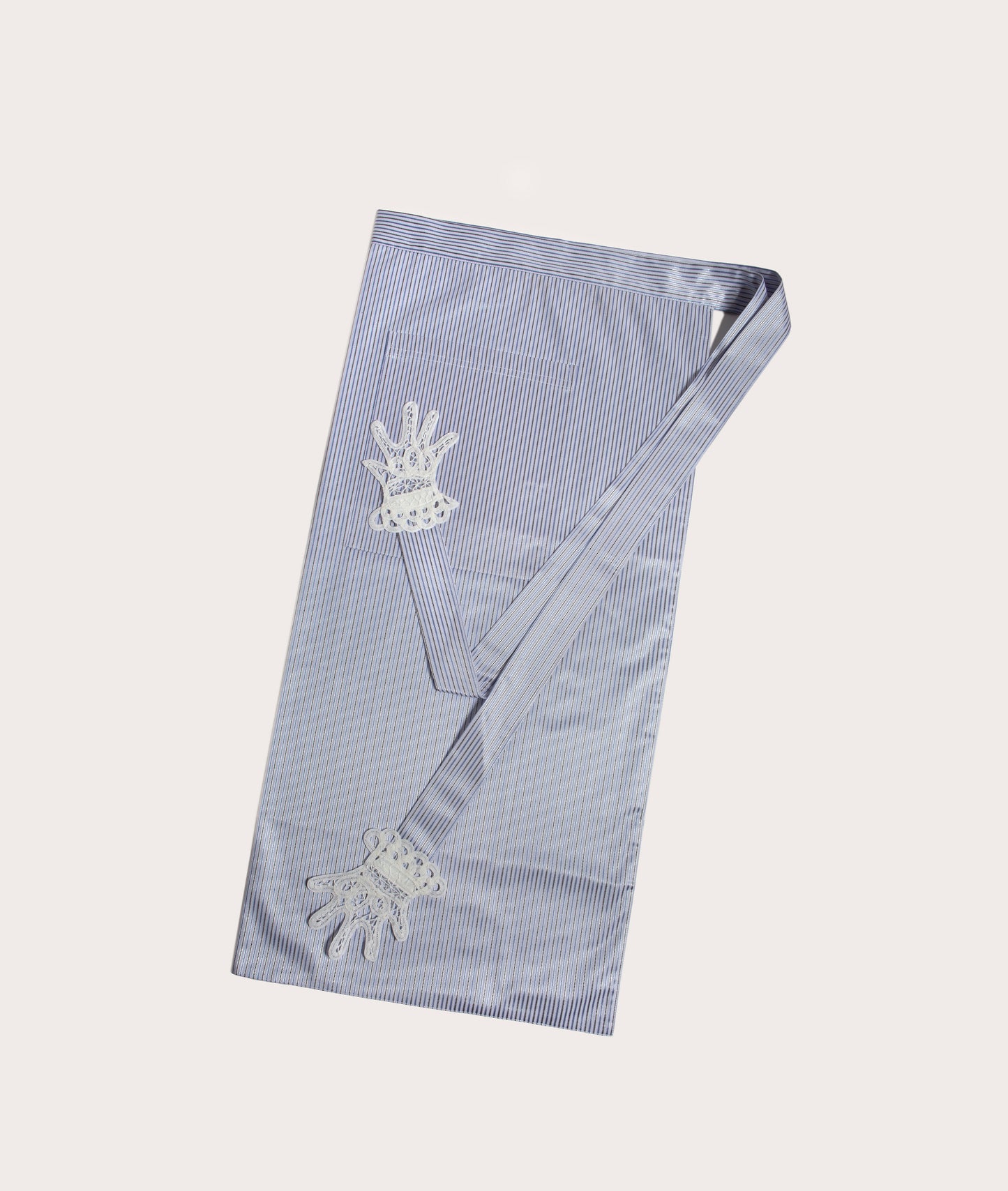 Apron with Lace Appliqué Hands, Opaline