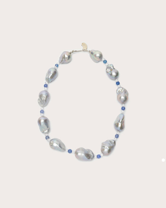 Host Necklace, Baroque Pearl with Beads - Gray