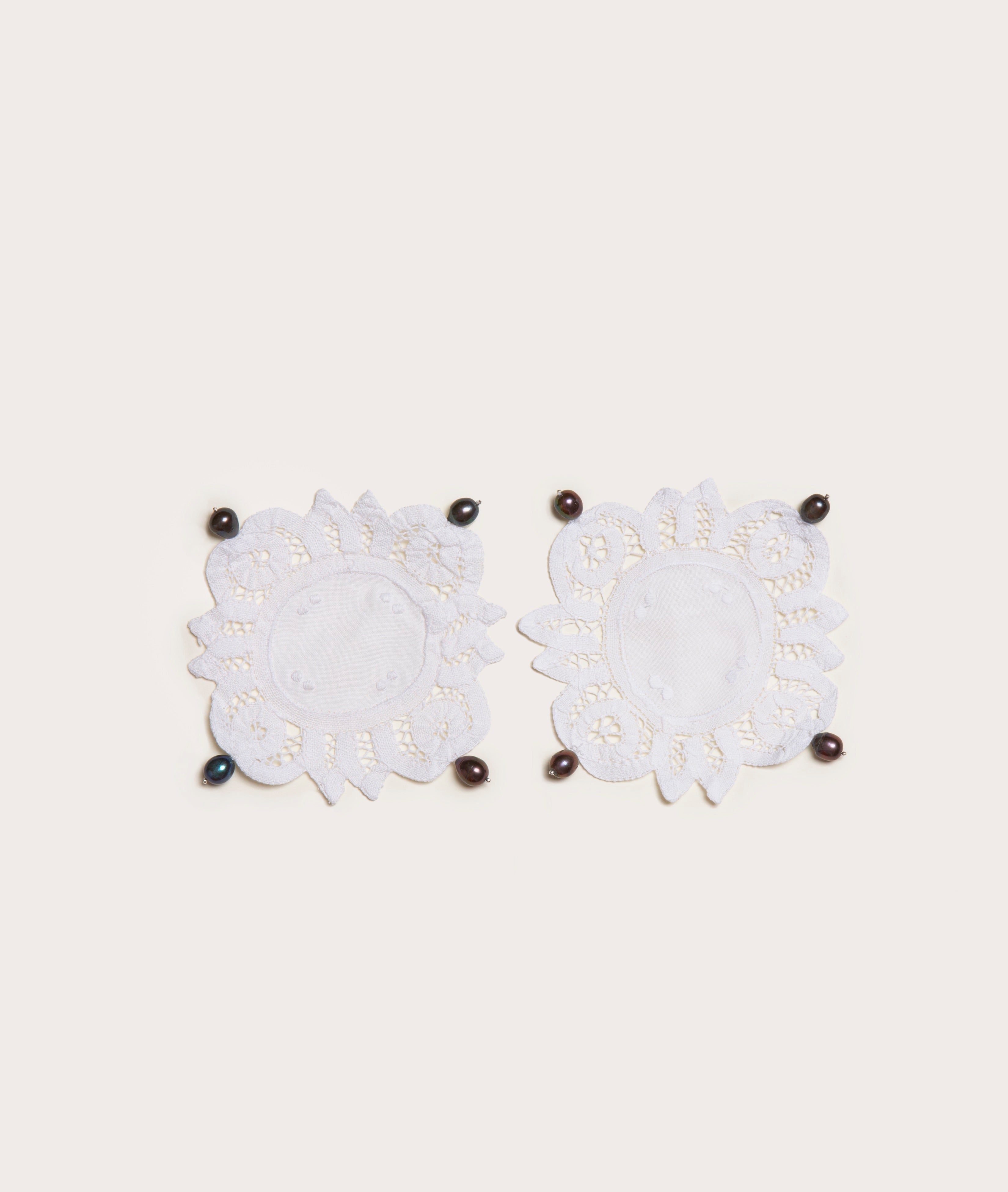 Coaster, Lace with Pearl- Metallic