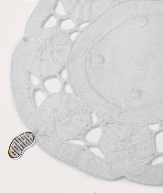 Coaster, Lace with Sterling Silver Bean