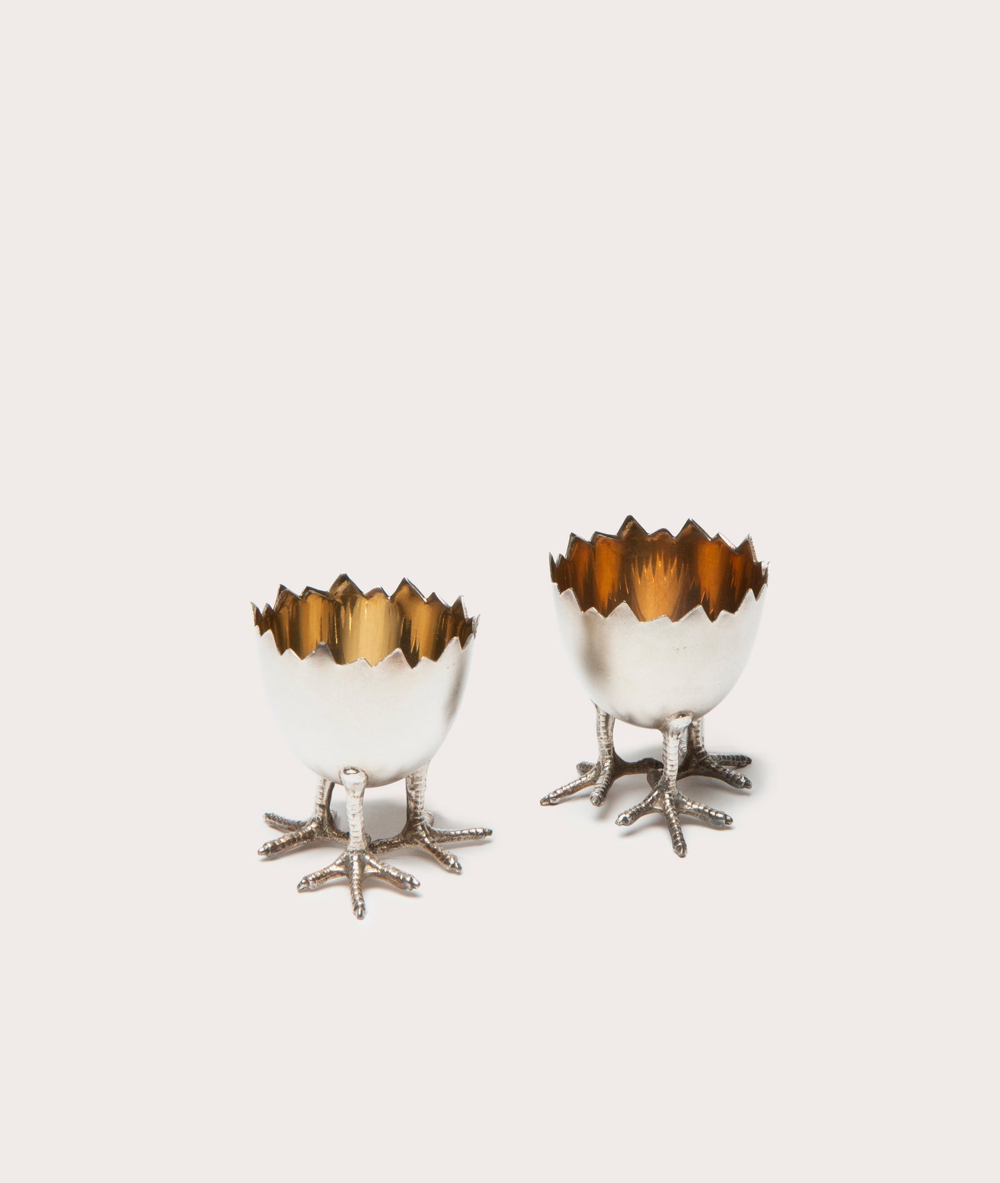 Silver Egg Cups with Chicken Feet