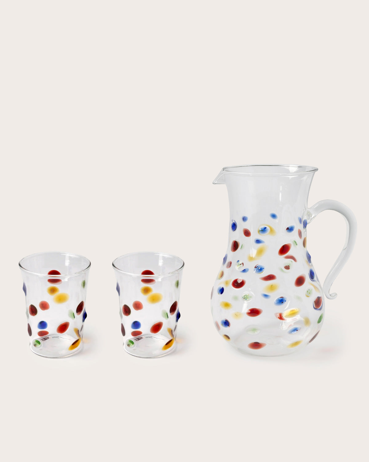 Egyptian glass jug with two dotted drinking glasses, Gohar World