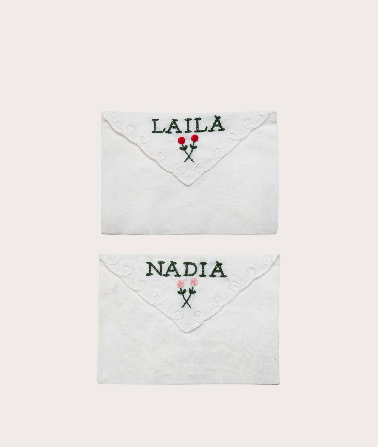Personalized Envelope, Embroidered Lace - Pair