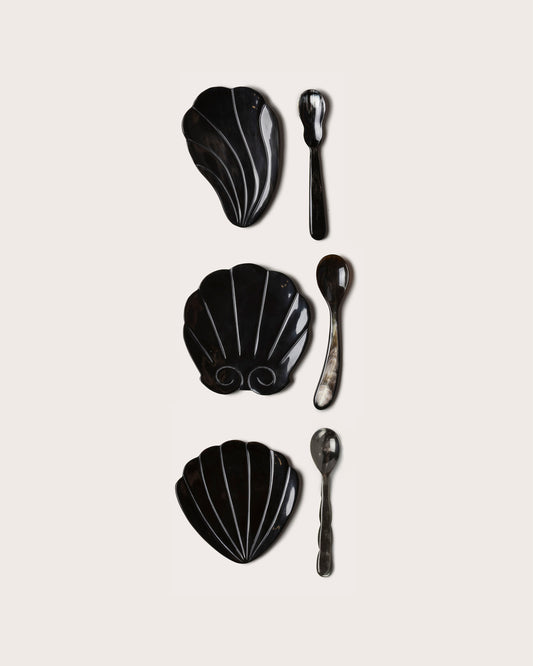 Shell Six Piece Dish & Spoon Set, Horn