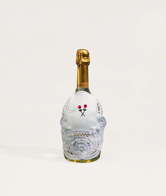 Bottle Apron, Champagne - Red Rose