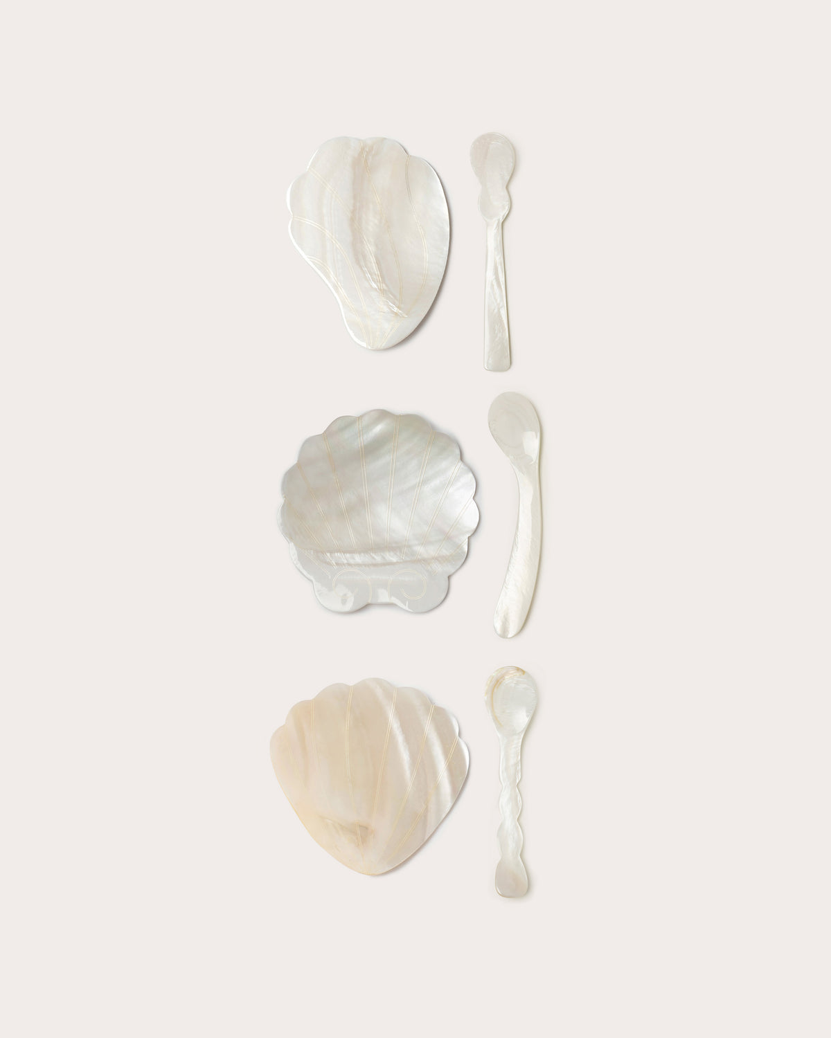 Shell Six Piece Dish & Spoon Set, Mother of Pearl
