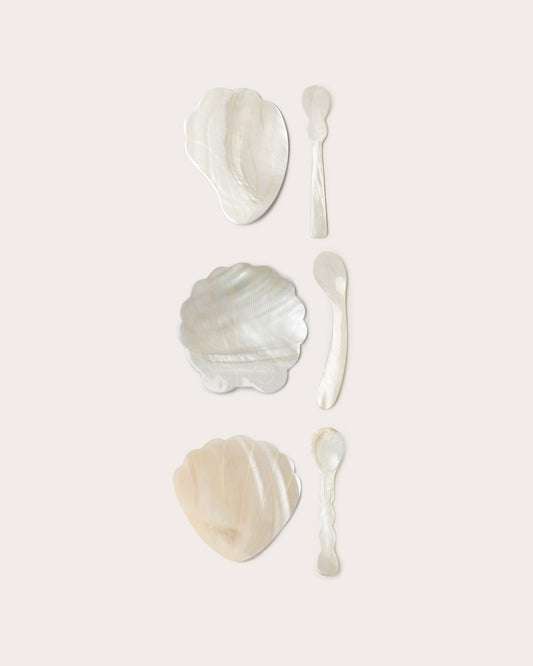 Shell Six Piece Dish & Spoon Set, Mother of Pearl