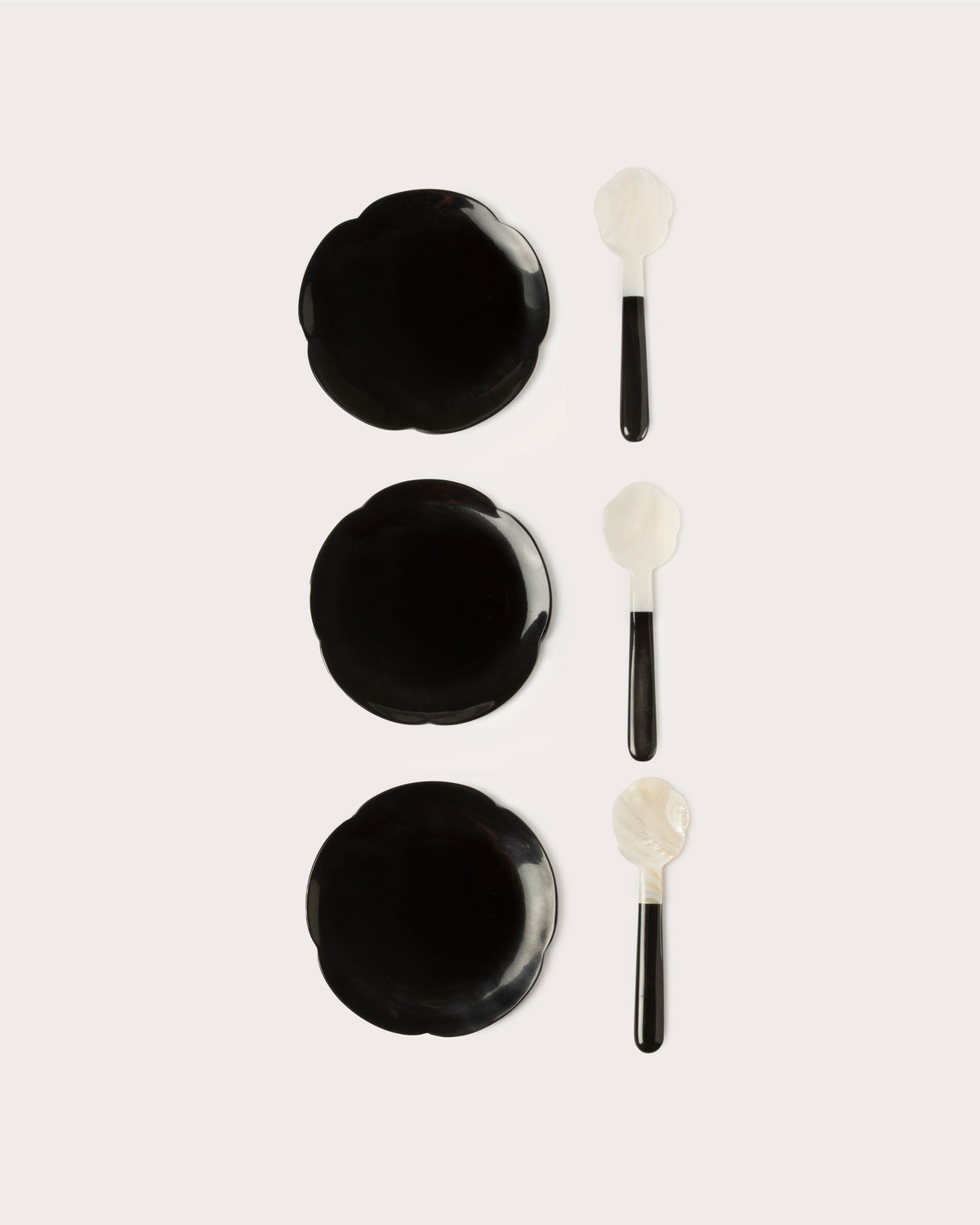 Sakura Six Piece Dish & Spoon Set, Horn & Mother Of Pearl