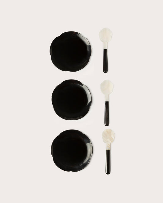 Sakura Six Piece Dish & Spoon Set, Horn & Mother Of Pearl