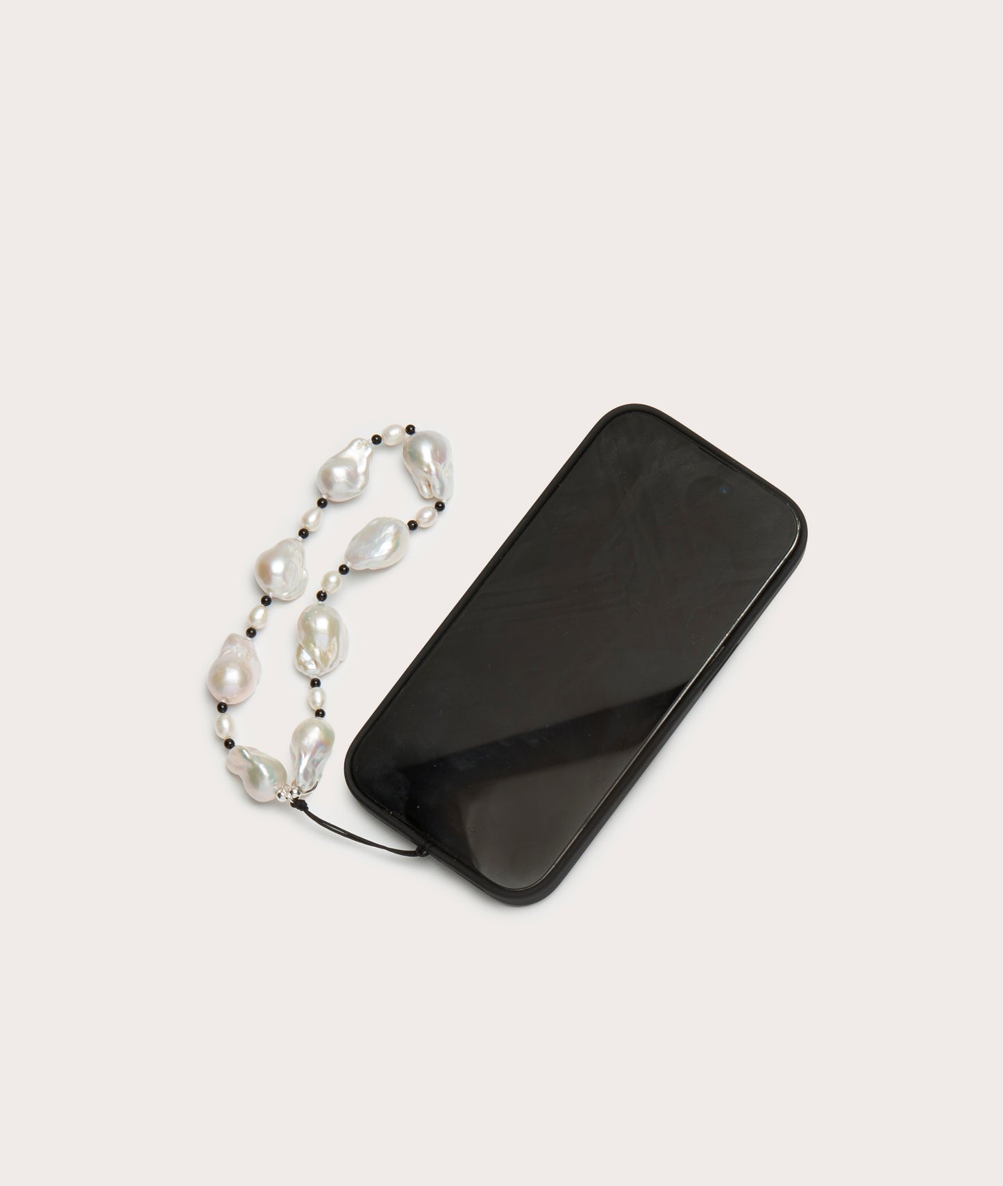 Phone Charm, Wristlet - Baroque Pearl with Beads, White