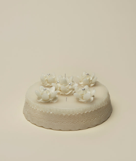 Candle, Lace Wedding Cake