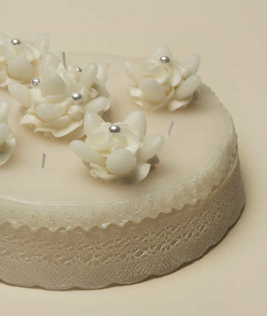 Candle, Lace Wedding Cake